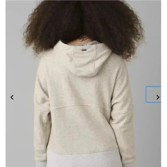 Prana Women’s Paskal Wool Blend Hoodie Bone Gray Front Pocket Sz XL - Picture 2 of 12